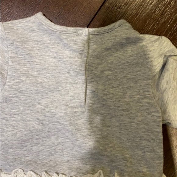 Guess Kids Girl Gray Heart Long Sleeve Top White Lace Bottom Dress Size 24M - Picture 4 of 4